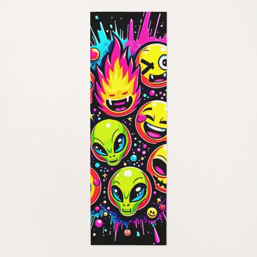 Neon Funky Emoji Mix Yogamat (Voorkant)