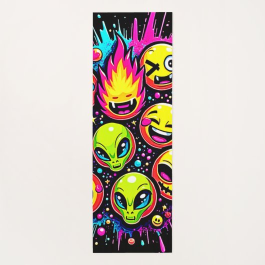 Neon Funky Emoji Mix Yogamat (Achterkant)