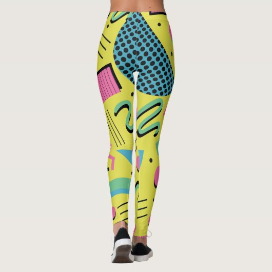 Neon Funky Memphis Pattern Leggings (Achterkant)