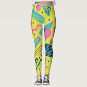 Neon Funky Memphis Pattern Leggings (Voorkant)