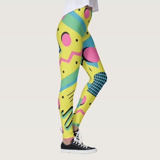 Neon Funky Memphis Pattern Leggings (Rechts)