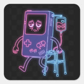 Neon Funny Gamer Birthday party Retro Video Vierkante Sticker (Voorkant)