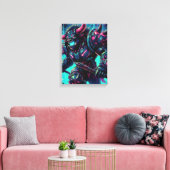 Neon Fury: De kosmische krijger Canvas Afdruk (Insitu (Woonkamer))