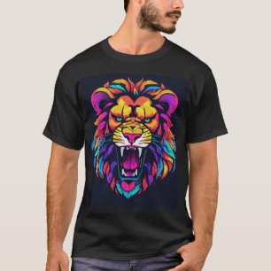 "Neon Fury" Leeuw en Slang T-Shirt Design