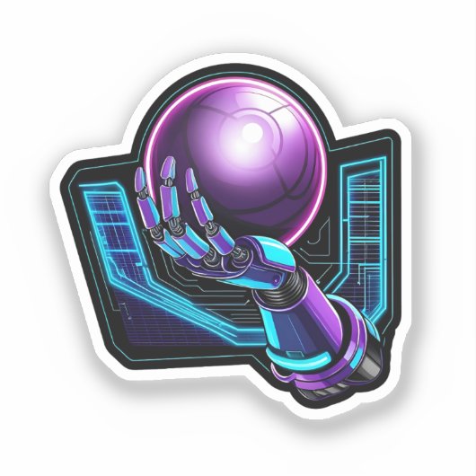 Neon Future - Cyberpunk Robot Arm Sticker (Voorkant)