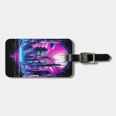 Neon Futuristische CyberScape Skyline Bagagelabel (Voorkant horizontaal)