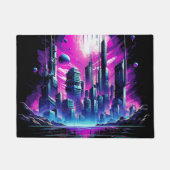 Neon Futuristische CyberScape Skyline Deurmat (Voorkant)