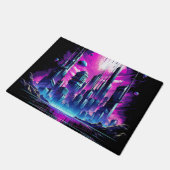 Neon Futuristische CyberScape Skyline Deurmat (Schuin)