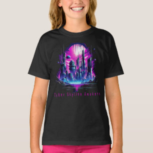 Neon Futuristische CyberScape Skyline T-shirt
