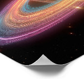 Neon Galactische Ring Planeet Digitale Kunst Kosmi Poster (Hoek)