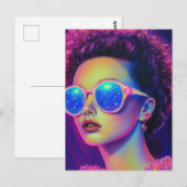Neon Galaxy Glamour Briefkaart (Voorkant / Achterkant)