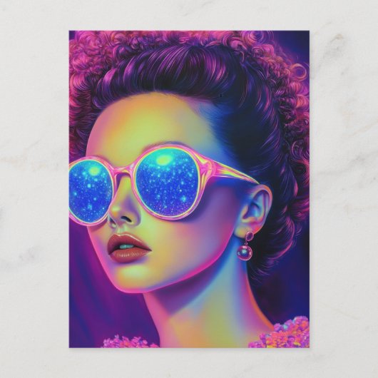 Neon Galaxy Glamour Briefkaart (Voorkant)