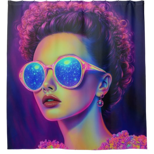 Neon Galaxy Glamour Douchegordijn (Voorkant)
