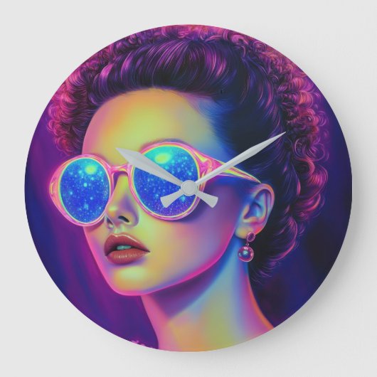 Neon Galaxy Glamour Grote Klok (Voorkant)