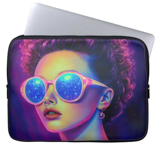 Neon Galaxy Glamour Laptop Sleeve (Voorkant)