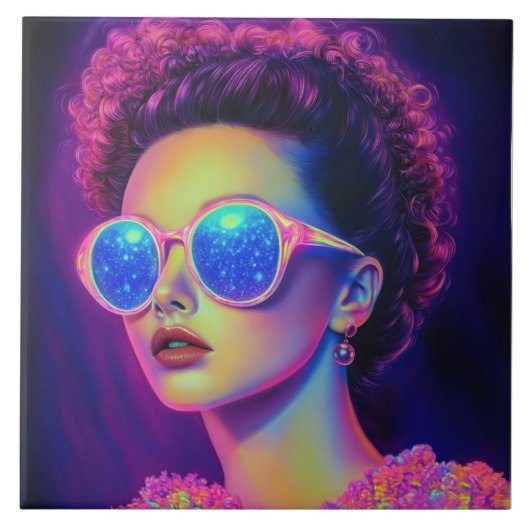 Neon Galaxy Glamour Tegeltje (Voorkant)