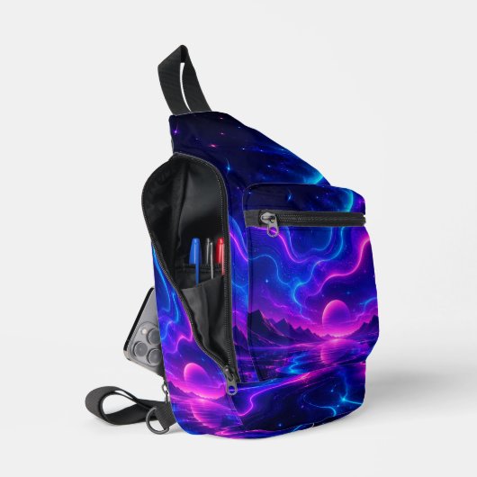 Neon Galaxy Landschapschoudertas Sling Bag (Open)