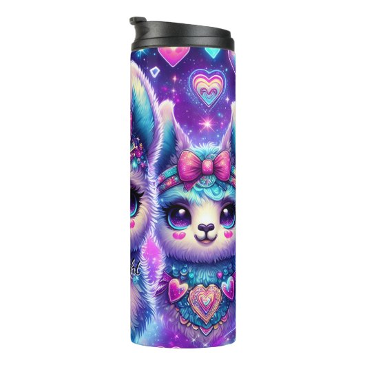 Neon Galaxy Llama Trio met harten Thermosbeker (Geroteerd rechts)
