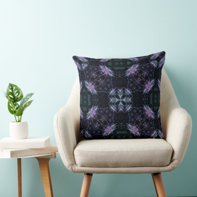 Neon Galaxy Mandala met futuristische gloed Kussen (Stoel)