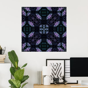 Neon Galaxy Mandala met futuristische gloed Poster