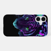 Neon Galaxy Tiger Glowing Eyes Phone Case iPhone 16 Hoesje (Achterkant horizontaal)