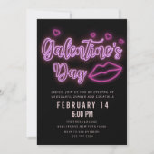 Neon Galentine's Day Lips Invitation Kaart (Voorkant)