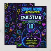Neon Game Mode Geactiveerd Gamer Verjaardagsfeestj Kaart (Voorkant / Achterkant)