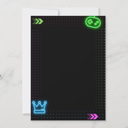 Neon Game Verjaardag uitnodiging (Achterkant)