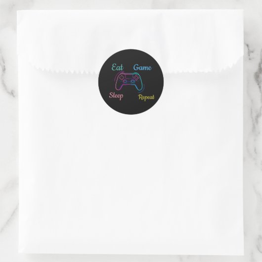 Neon gameontwerp aanpasbaar ronde sticker (Tas)