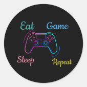 Neon gameontwerp aanpasbaar ronde sticker (Voorkant)