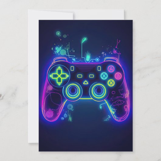 Neon Gamer Arcade Video Game Level op zaterdag Kaart (Achterkant)