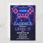 Neon Gamer Arcade Video Game Level op zaterdag Kaart (Voorkant)