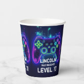 Neon Gamer Arcade Video Game Level op zaterdag Papieren Bekers (Achterkant)