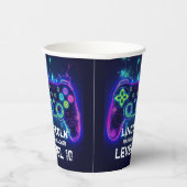 Neon Gamer Arcade Video Game Level op zaterdag Papieren Bekers (Rechts)