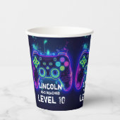 Neon Gamer Arcade Video Game Level op zaterdag Papieren Bekers (Voorkant)