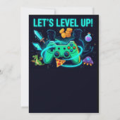 Neon Gamer Birthday Invitation Editable Template Kaart (Achterkant)