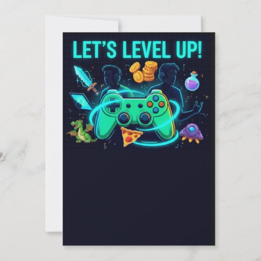 Neon Gamer Birthday Invitation Editable Template Kaart (Achterkant)