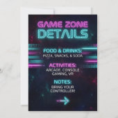 Neon Gamer Birthday Invitation Game for Teen Boy  Kaart (Achterkant)
