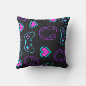 Neon Gamer Controller and Hearts Pattern Kussen (Achterkant)