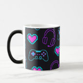 Neon Gamer Controller and Hearts Pattern Magische Mok (Links)