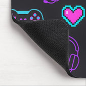 Neon Gamer Controller and Hearts Pattern Muismat (Hoek)