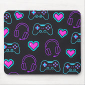 Neon Gamer Controller and Hearts Pattern Muismat (Voorkant)