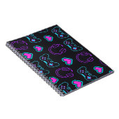 Neon Gamer Controller and Hearts Pattern Notitieboek (Rechterzijde)