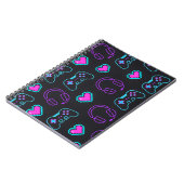 Neon Gamer Controller and Hearts Pattern Notitieboek (Linkerzijde)