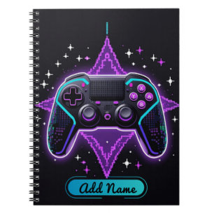 Neon Gamer Controller Notitieboek – Bewerkbare naa