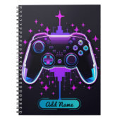 Neon Gamer Controller Notitieboek (bewerkbare naam (Voorkant)