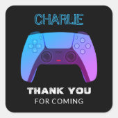 NEON GAMER-CONTROLLERNIVEAU OMHOOG VIERKANTE STICKER (Voorkant)