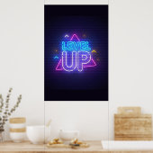 Neon Gamer Level Up Poster (Keuken)