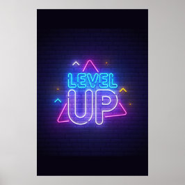 Neon Gamer Level Up Poster