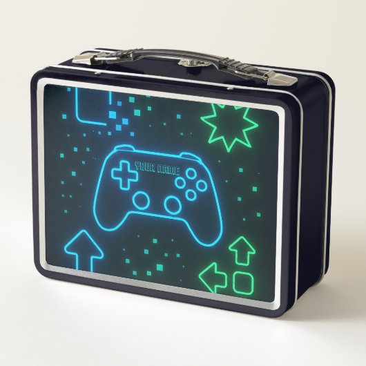 Neon Gamer Lunch Box – Aangepaste naam (Achterkant)
